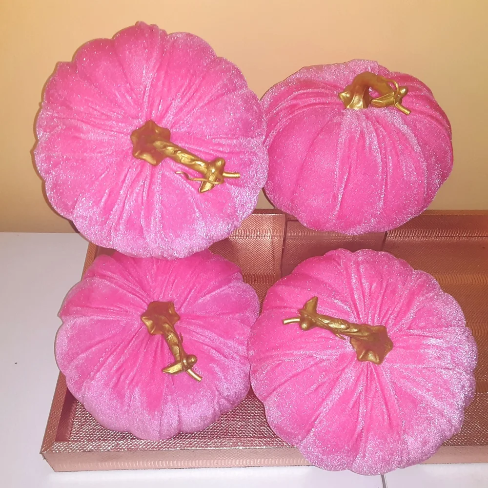 Fall Decoration Hot Pink Pumpkin 4pc Bundle